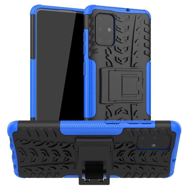 Anti-slip PC + TPU Hybrid Case with Kickstand for Samsung Galaxy A71 - Blue-1
