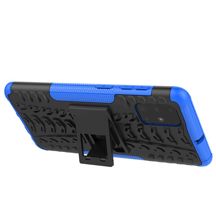 Anti-slip PC + TPU Hybrid Case with Kickstand for Samsung Galaxy A71 - Blue-4