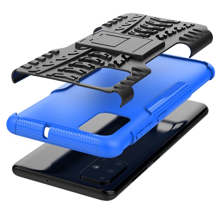 Anti-slip PC + TPU Hybrid Case with Kickstand for Samsung Galaxy A71 - Blue-5