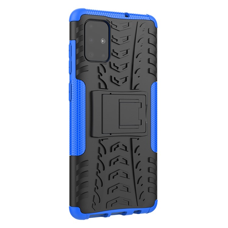Anti-slip PC + TPU Hybrid Case with Kickstand for Samsung Galaxy A71 - Blue-7