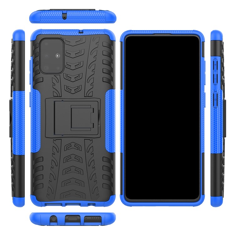 Anti-slip PC + TPU Hybrid Case with Kickstand for Samsung Galaxy A71 - Blue-8