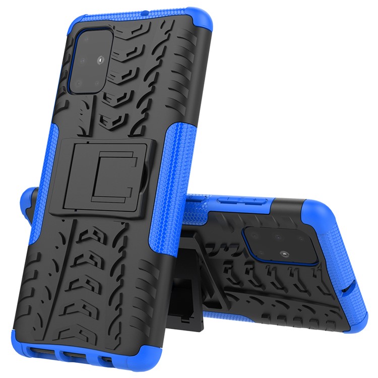 Anti-slip PC + TPU Hybrid Case with Kickstand for Samsung Galaxy A71 - Blue-9