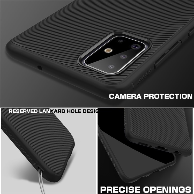 LENUO Twill Texture TPU Protective Phone Cover for Samsung Galaxy A71 - Black-4