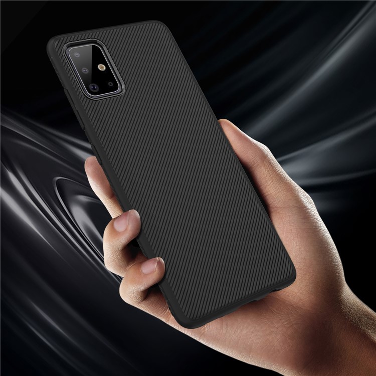 LENUO Twill Texture TPU Protective Phone Cover for Samsung Galaxy A71 - Black-5