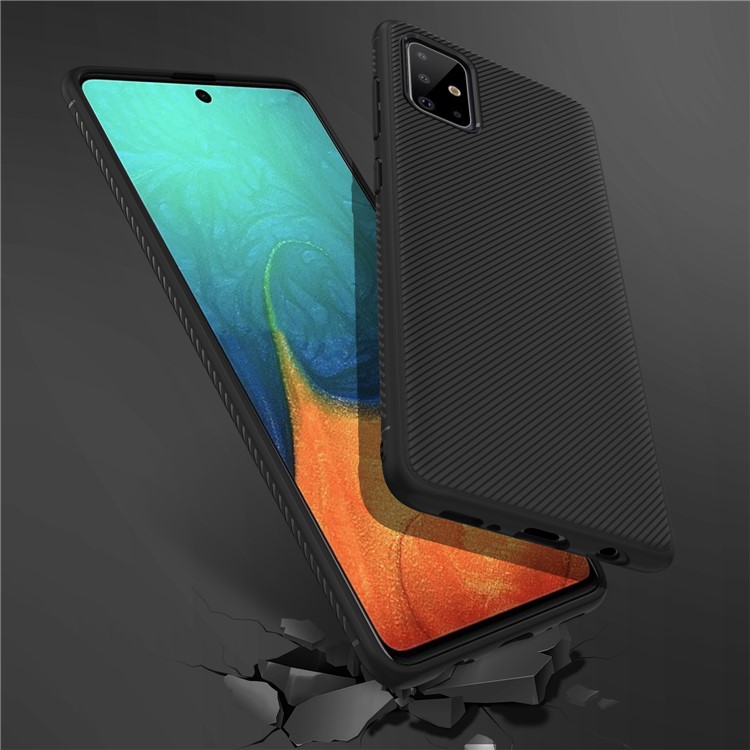 LENUO Twill Texture TPU Protective Phone Cover for Samsung Galaxy A71 - Black-6