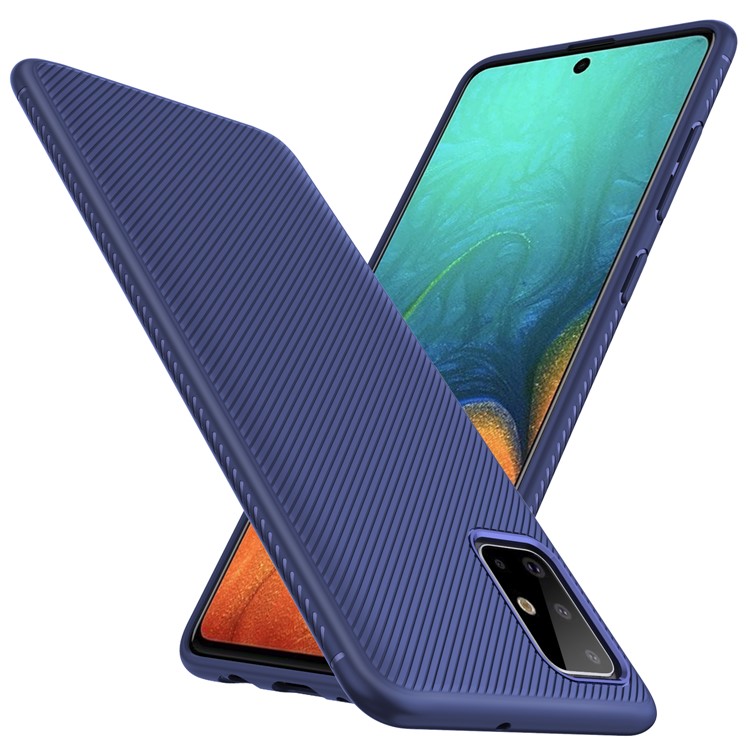 LENUO Twill Texture TPU Protective Phone Cover for Samsung Galaxy A71 - Blue-1