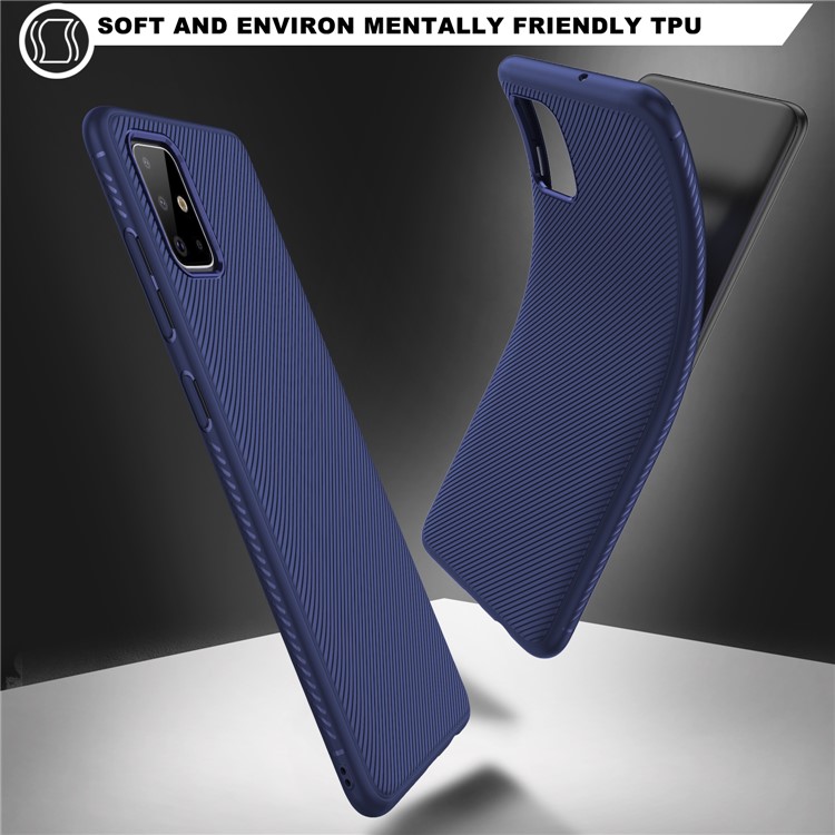 LENUO Twill Texture TPU Protective Phone Cover for Samsung Galaxy A71 - Blue-3