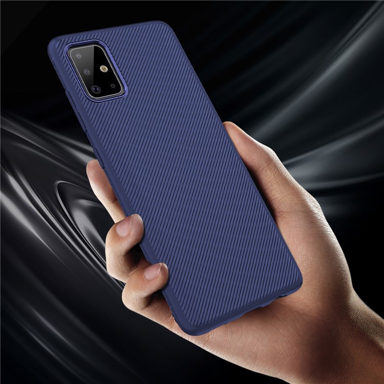 LENUO Twill Texture TPU Protective Phone Cover for Samsung Galaxy A71 - Blue-5