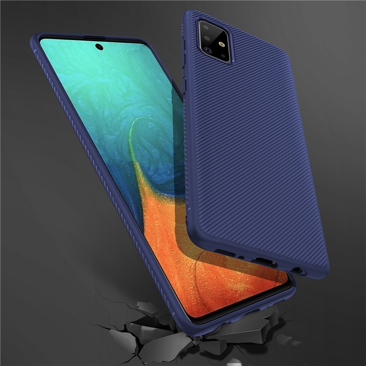 LENUO Twill Texture TPU Protective Phone Cover for Samsung Galaxy A71 - Blue-6