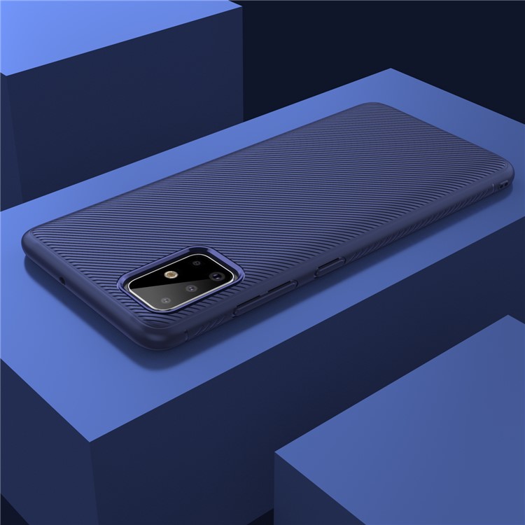 LENUO Twill Texture TPU Protective Phone Cover for Samsung Galaxy A71 - Blue-7