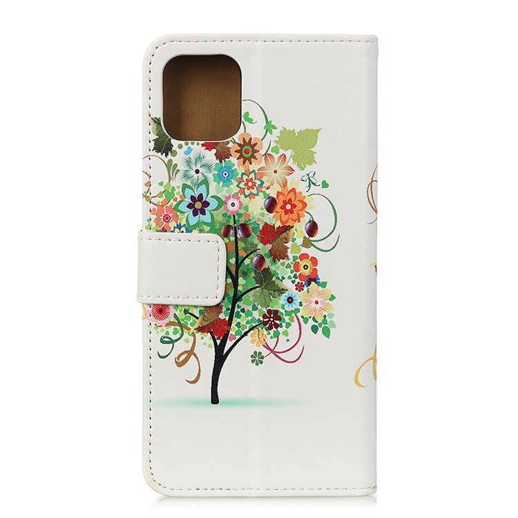 Pattern Printing PU Leather Wallet Stand Phone Cover for Samsung Galaxy A91/S10 Lite - Colorful Tree with Grapes-2