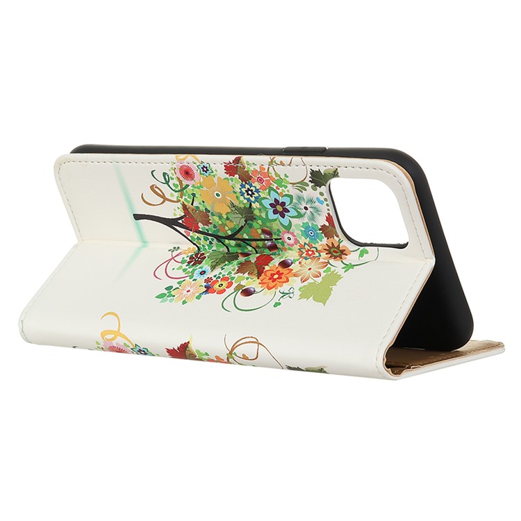 Pattern Printing PU Leather Wallet Stand Phone Cover for Samsung Galaxy A91/S10 Lite - Colorful Tree with Grapes-3