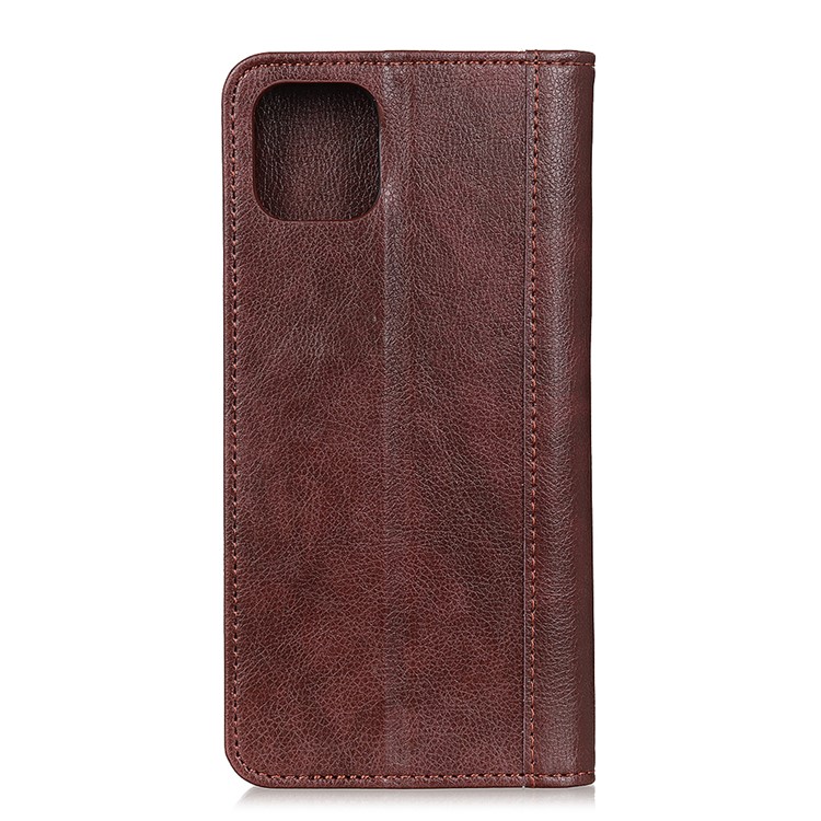 Auto-absorbed Litchi Skin Wallet Stand Leather Case for Samsung Galaxy A91/S10 Lite - Brown-3