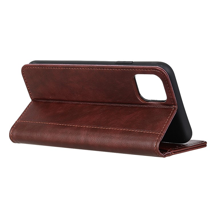 Auto-absorbed Litchi Skin Wallet Stand Leather Case for Samsung Galaxy A91/S10 Lite - Brown-4