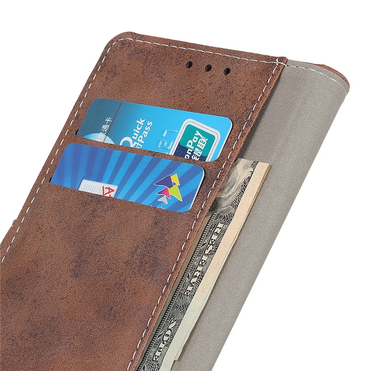 Vintage Style Leather Wallet Stand Phone Case for Samsung Galaxy A91 / S10 Lite - Brown-9