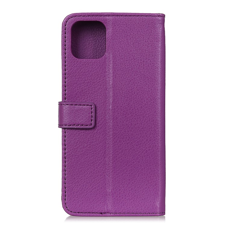 Litchi Texture Leather Cell Phone Protective Case for Samsung Galaxy A91/S10 Lite - Purple-3