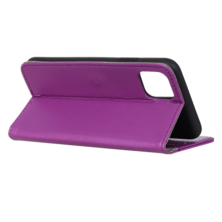 Litchi Texture Leather Cell Phone Protective Case for Samsung Galaxy A91/S10 Lite - Purple-4