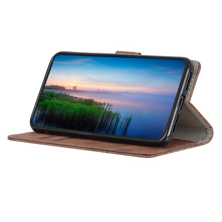 Vintage Style Leather Wallet Stand Phone Case for Samsung Galaxy A81 / Note 10 Lite - Brown-10