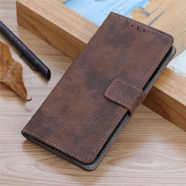 Vintage Style Leather Wallet Stand Phone Case for Samsung Galaxy A81 / Note 10 Lite - Brown-12