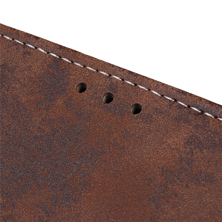 Vintage Style Leather Wallet Stand Phone Case for Samsung Galaxy A81 / Note 10 Lite - Brown-5