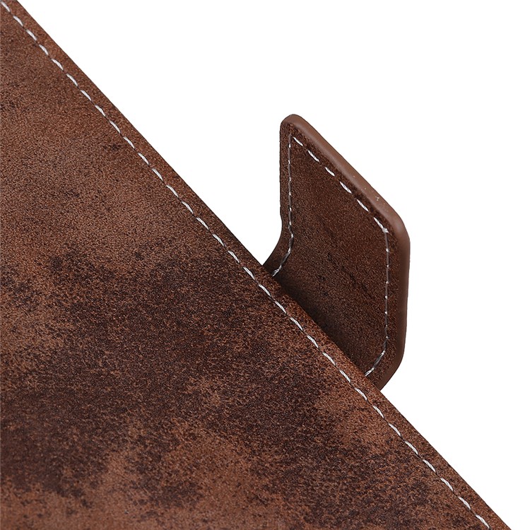 Vintage Style Leather Wallet Stand Phone Case for Samsung Galaxy A81 / Note 10 Lite - Brown-6