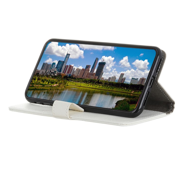 Litchi Grain Wallet Stand Leather Casing Shell for Samsung Galaxy A81/Note 10 Lite - White-10