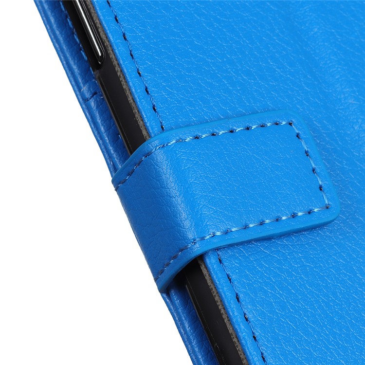 Litchi Grain Wallet Stand Leather Casing Shell for Samsung Galaxy A81/Note 10 Lite - Blue-6