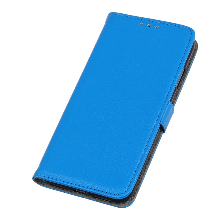 Litchi Grain Wallet Stand Leather Casing Shell for Samsung Galaxy A81/Note 10 Lite - Blue-7