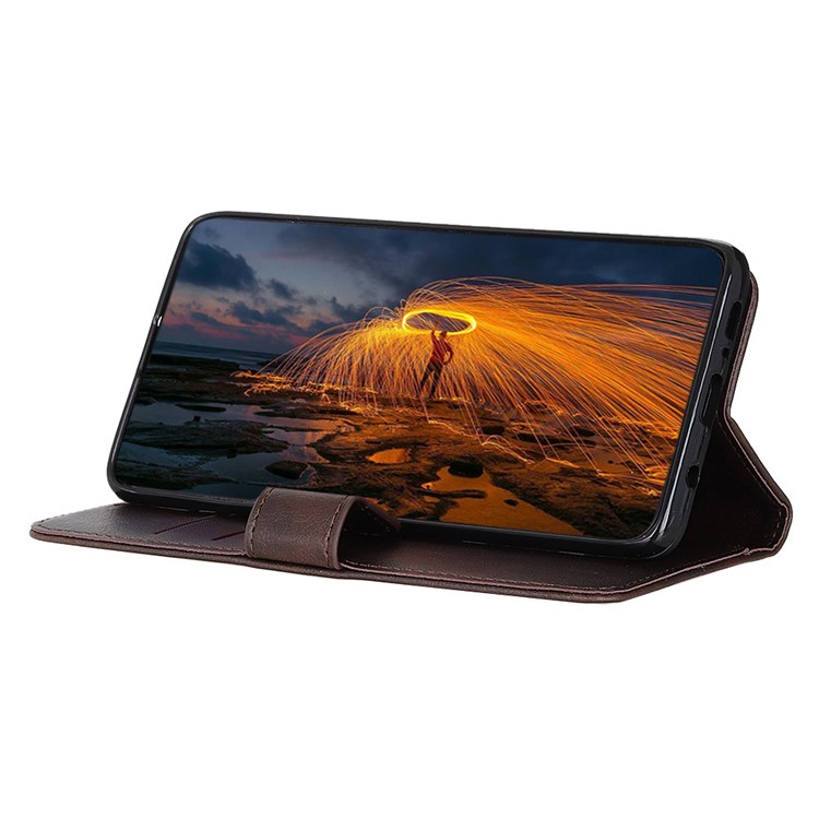 Litchi Surface Wallet Stand Leather Shell for Samsung Galaxy A81/Note 10 Lite - Coffee-3