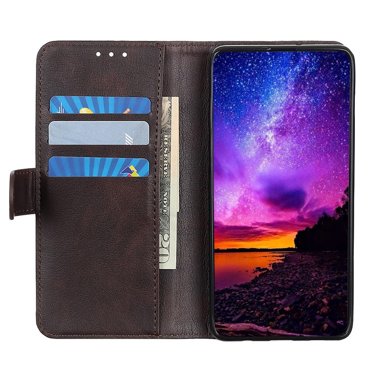 Litchi Surface Wallet Stand Leather Shell for Samsung Galaxy A81/Note 10 Lite - Coffee-4