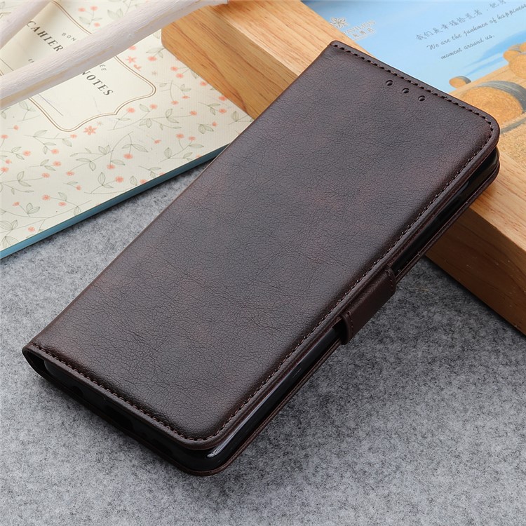 Litchi Surface Wallet Stand Leather Shell for Samsung Galaxy A81/Note 10 Lite - Coffee-8