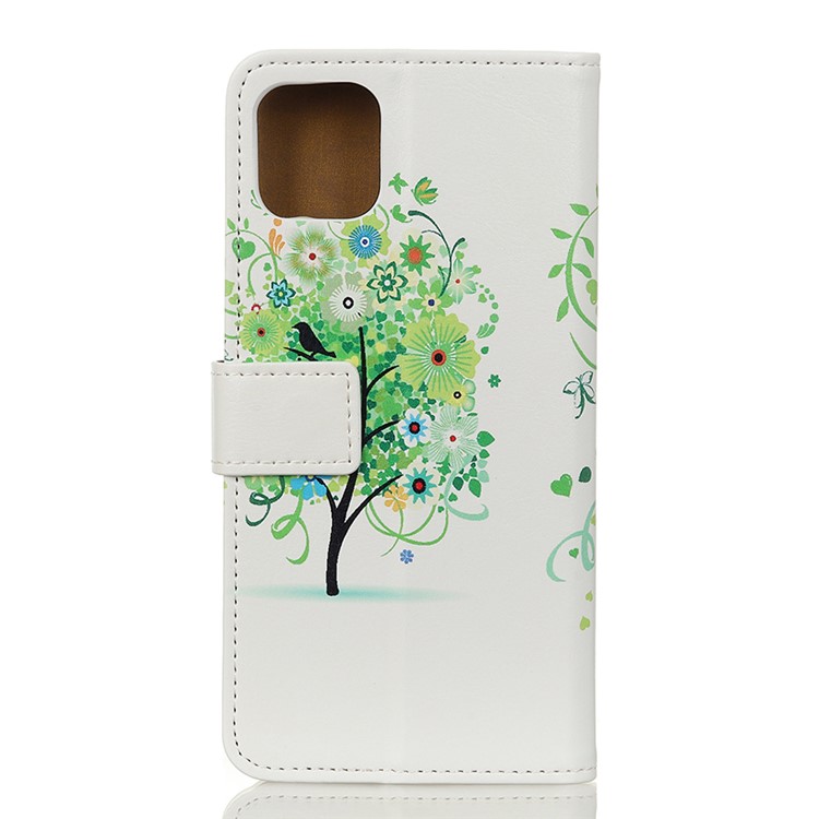 Pattern Printing Wallet PU Leather Cover for Samsung Galaxy A81/Note 10 Lite - Green Flowers Tree Birdcage-2