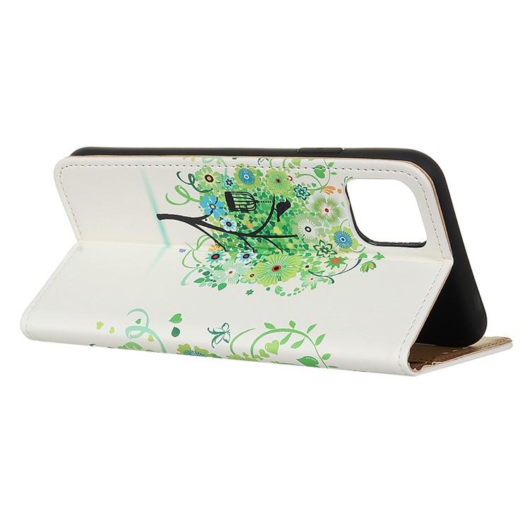 Pattern Printing Wallet PU Leather Cover for Samsung Galaxy A81/Note 10 Lite - Green Flowers Tree Birdcage-3