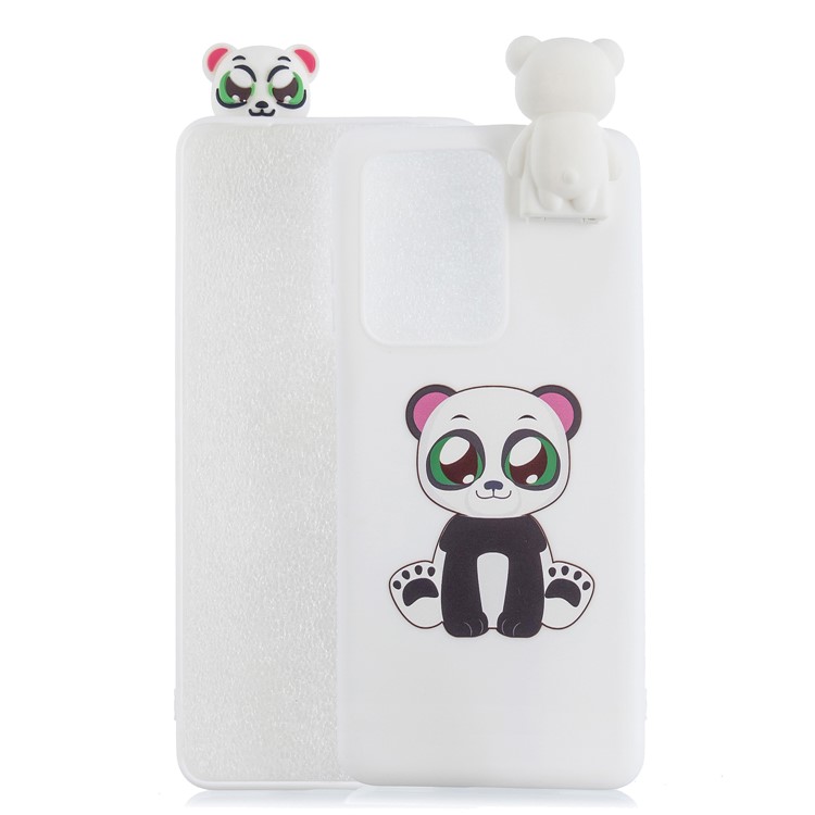 Foldable 3D Animal Doll Kickstand Pattern Printing TPU Case for Samsung Galaxy S20 Ultra - Baby Panda-1