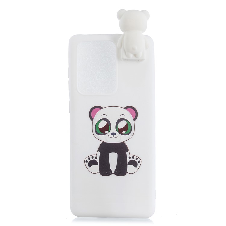 Foldable 3D Animal Doll Kickstand Pattern Printing TPU Case for Samsung Galaxy S20 Ultra - Baby Panda-2