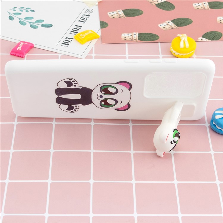 Foldable 3D Animal Doll Kickstand Pattern Printing TPU Case for Samsung Galaxy S20 Ultra - Baby Panda-6