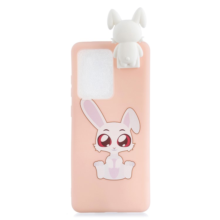 Foldable 3D Animal Doll Kickstand Pattern Printing TPU Case for Samsung Galaxy S20 Ultra - Rabbit-2