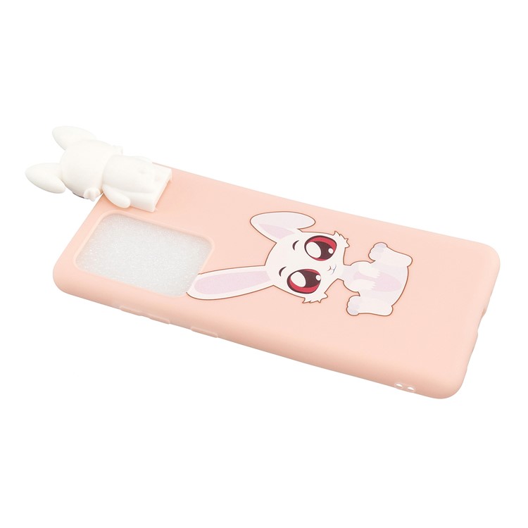 Foldable 3D Animal Doll Kickstand Pattern Printing TPU Case for Samsung Galaxy S20 Ultra - Rabbit-4