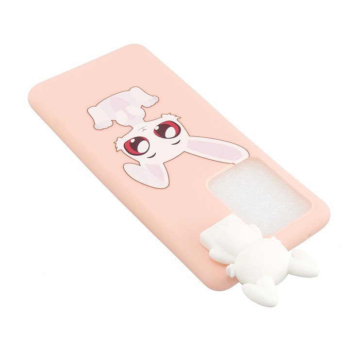 Foldable 3D Animal Doll Kickstand Pattern Printing TPU Case for Samsung Galaxy S20 Ultra - Rabbit-5