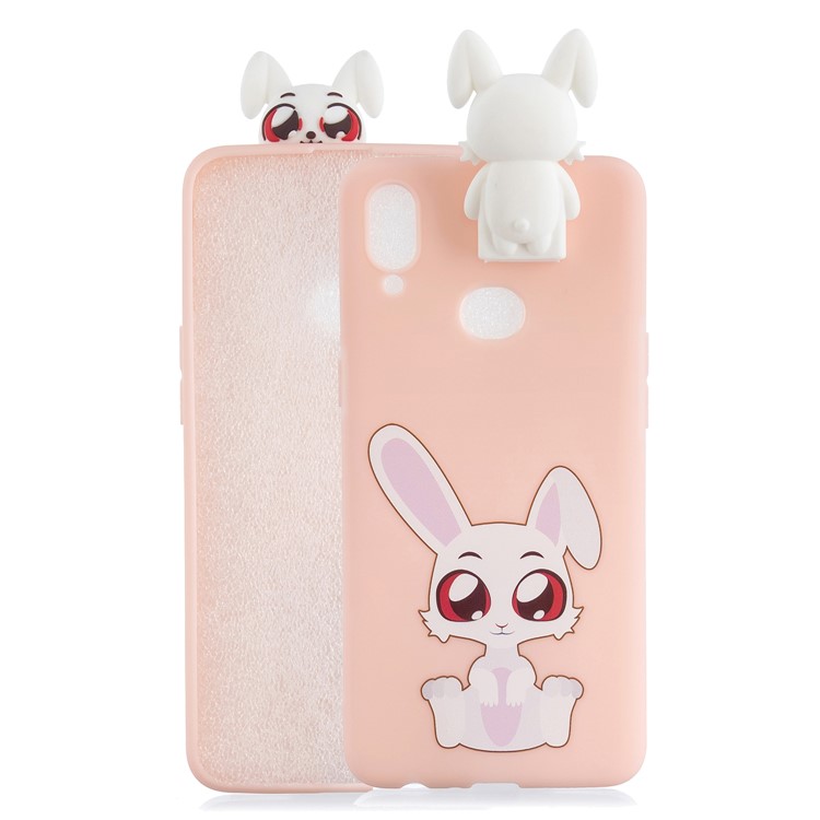 Foldable 3D Animal Doll Kickstand Pattern Printing TPU Shell for Samsung Galaxy A10s - Rabbit-1