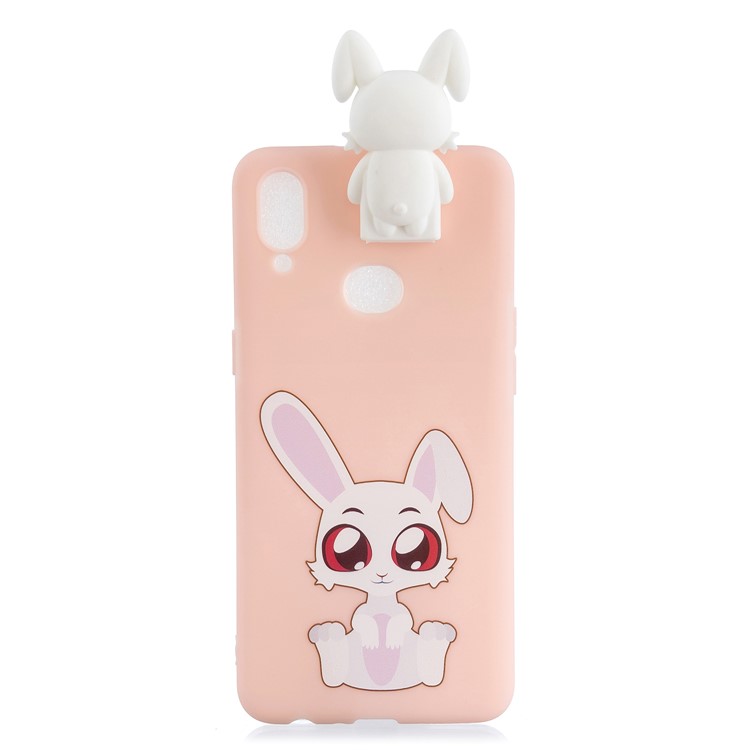 Foldable 3D Animal Doll Kickstand Pattern Printing TPU Shell for Samsung Galaxy A10s - Rabbit-2