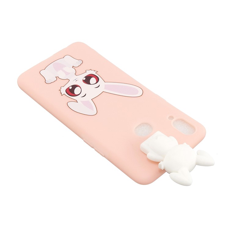Foldable 3D Animal Doll Kickstand Pattern Printing TPU Shell for Samsung Galaxy A10s - Rabbit-5
