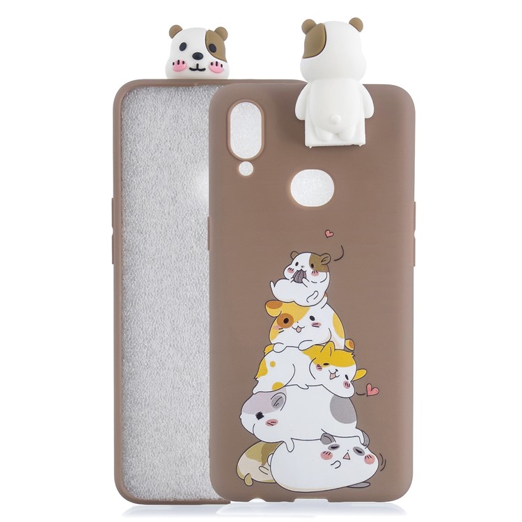 Foldable 3D Animal Doll Kickstand Pattern Printing TPU Shell for Samsung Galaxy A10s - Squirrels-1