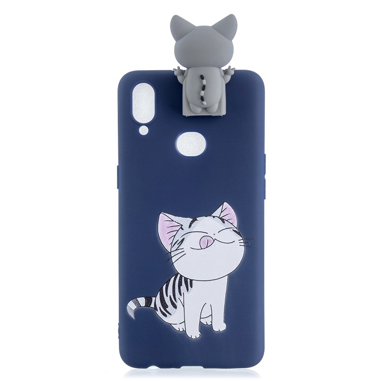 Foldable 3D Animal Doll Kickstand Pattern Printing TPU Shell for Samsung Galaxy A10s - Cat-2