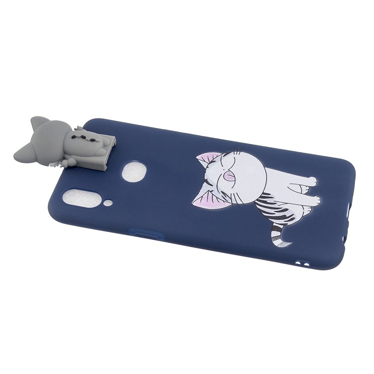 Foldable 3D Animal Doll Kickstand Pattern Printing TPU Shell for Samsung Galaxy A10s - Cat-4