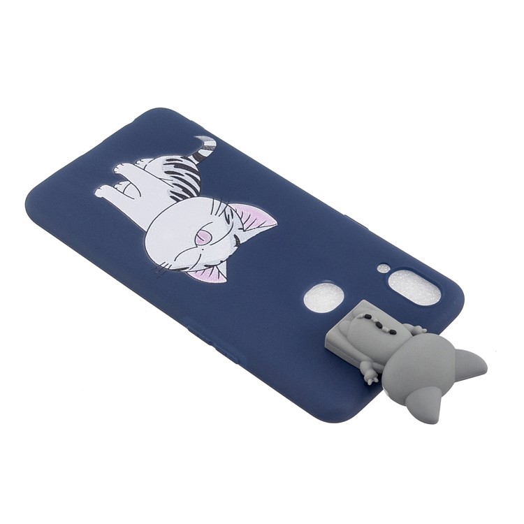 Foldable 3D Animal Doll Kickstand Pattern Printing TPU Shell for Samsung Galaxy A10s - Cat-5
