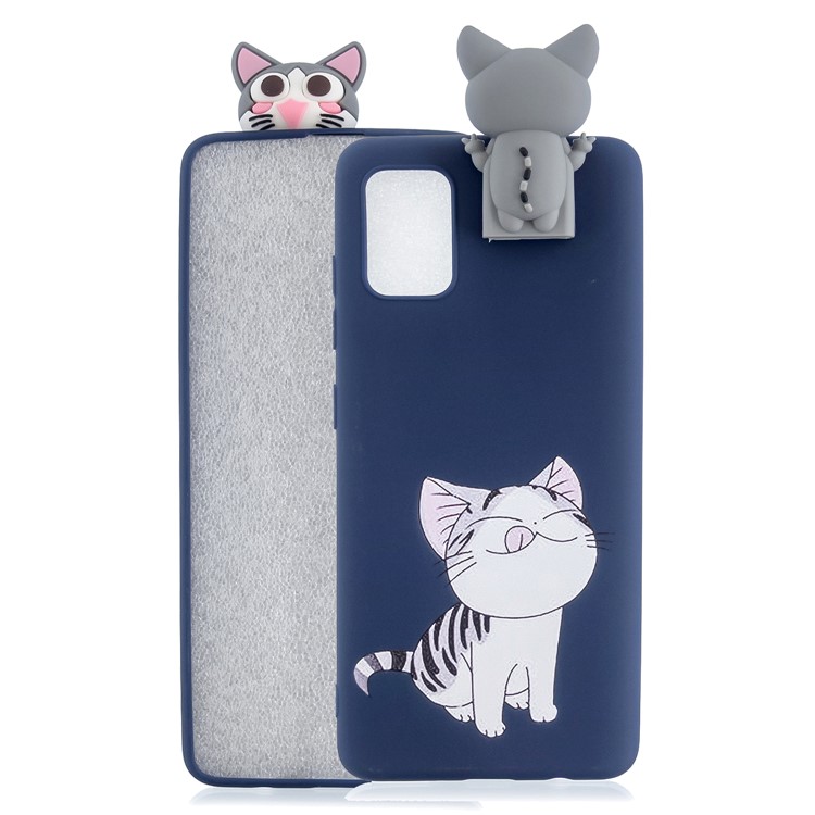 3D Animal Doll Kickstand Pattern Printing TPU Back Case Cover for Samsung Galaxy A71 - Cat-1