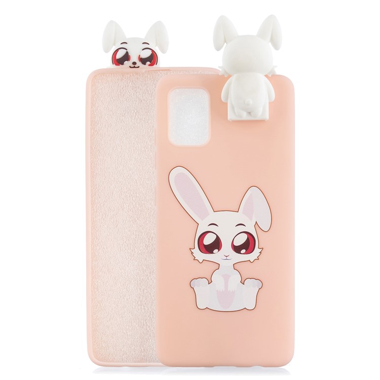 3D Animal Doll Kickstand Pattern Printing TPU Phone Cover for Samsung Galaxy A51 - Rabbit-1