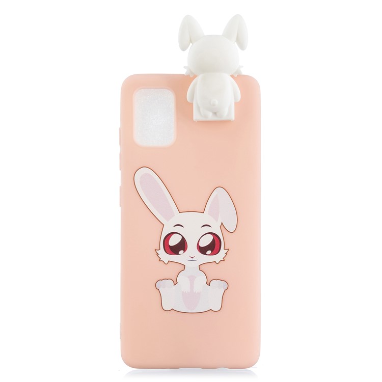 3D Animal Doll Kickstand Pattern Printing TPU Phone Cover for Samsung Galaxy A51 - Rabbit-2