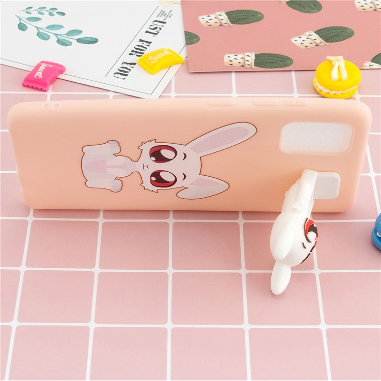 3D Animal Doll Kickstand Pattern Printing TPU Phone Cover for Samsung Galaxy A51 - Rabbit-6